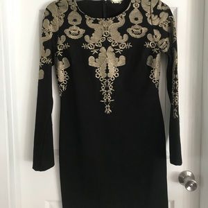 NWT Gianni Bini Black mini dress w/ gold stitching